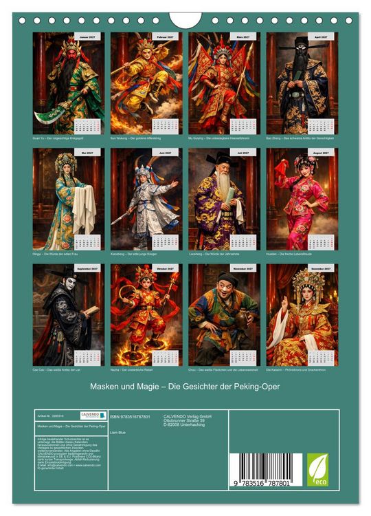 Produktbild: Masken und Magie &ndash; Die Gesichter der Peking-Oper (Wandkalender 2027 DIN A4 hoch), CALVENDO Monatskalender