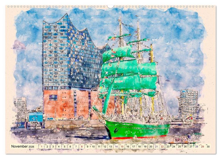 Produktbild: Hamburg - malerische Metropole (hochwertiger Premium Wandkalender 2026 DIN A2 quer), Kunstdruck in Hochglanz
