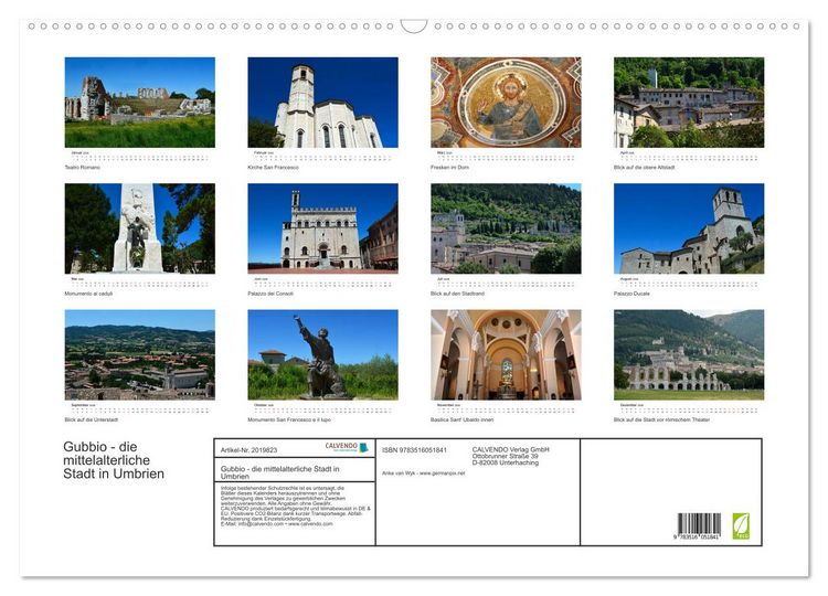 Produktbild: Gubbio - die mittelalterliche Stadt in Umbrien (Wandkalender 2026 DIN A2 quer), CALVENDO Monatskalender
