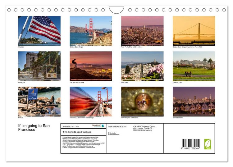 Produktbild: If I'm going to San Francisco (Wandkalender 2026 DIN A4 quer), CALVENDO Monatskalender
