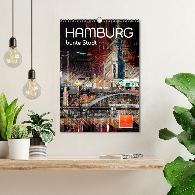 Produktbild: Hamburg bunte Stadt (Wandkalender 2026 DIN A3 hoch), CALVENDO Monatskalender