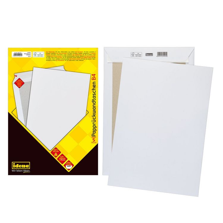 Produktbild: Idena Versandtaschen ohne Fenster haftklebend 120g/m&sup2; wei&szlig; DIN B4 5 St&uuml;ck R&uuml;ckwand