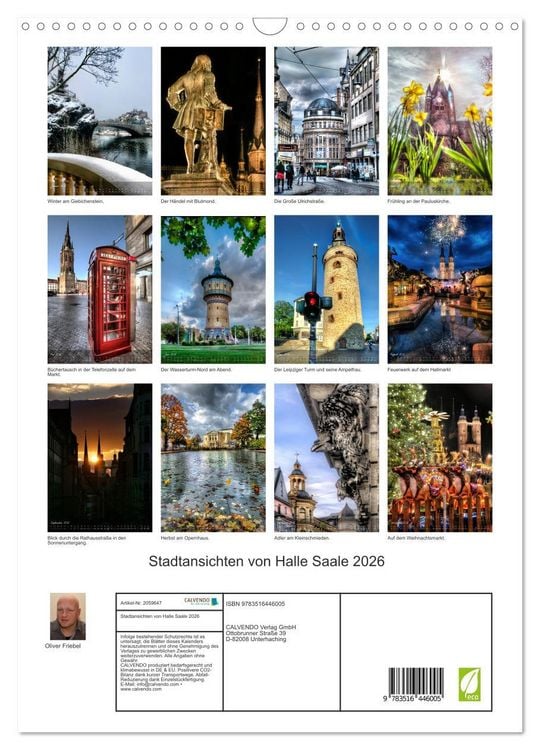 Produktbild: Stadtansichten von Halle Saale 2026 (Wandkalender 2026 DIN A3 hoch), CALVENDO Monatskalender