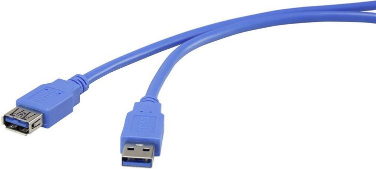 Produktbild: Renkforce USB-Kabel USB 3.2 Gen1 USB-A Stecker, USB-A Buchse 1.00 m Blau vergoldete Steckkontakte RF-4262124