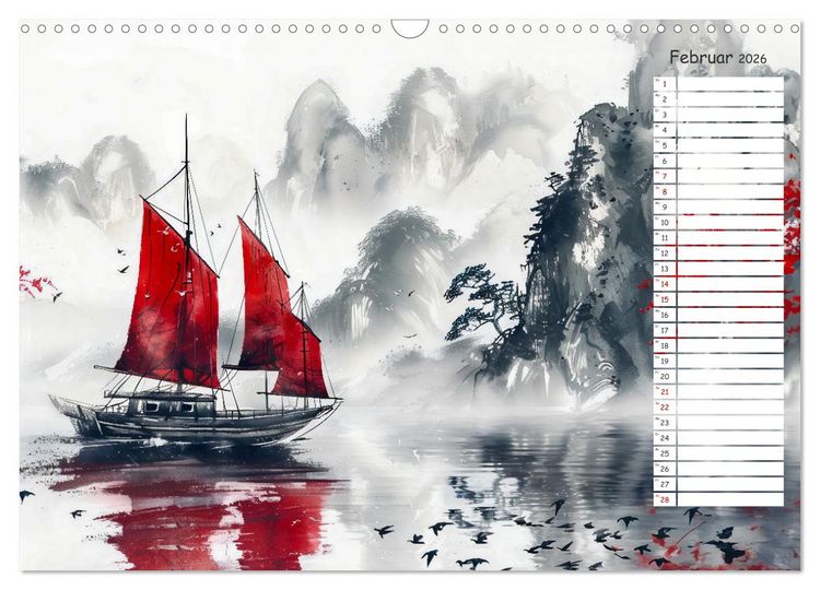 Produktbild: Chinas Harmonie - Terminplaner mit Landschaften und Symbolen (Wandkalender 2026 DIN A3 quer), CALVENDO Monatskalender