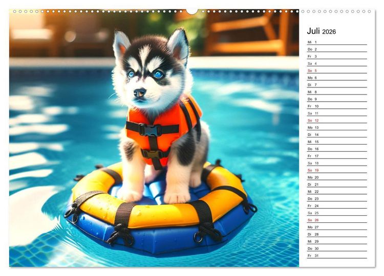 Produktbild: Hundewelpen zum Verlieben - KI Illustrationen (Wandkalender 2026 DIN A2 quer), CALVENDO Monatskalender