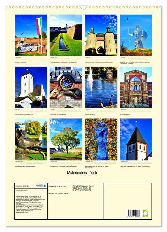 Produktbild: Malerisches J&uuml;lich (Wandkalender 2026 DIN A2 hoch), CALVENDO Monatskalender