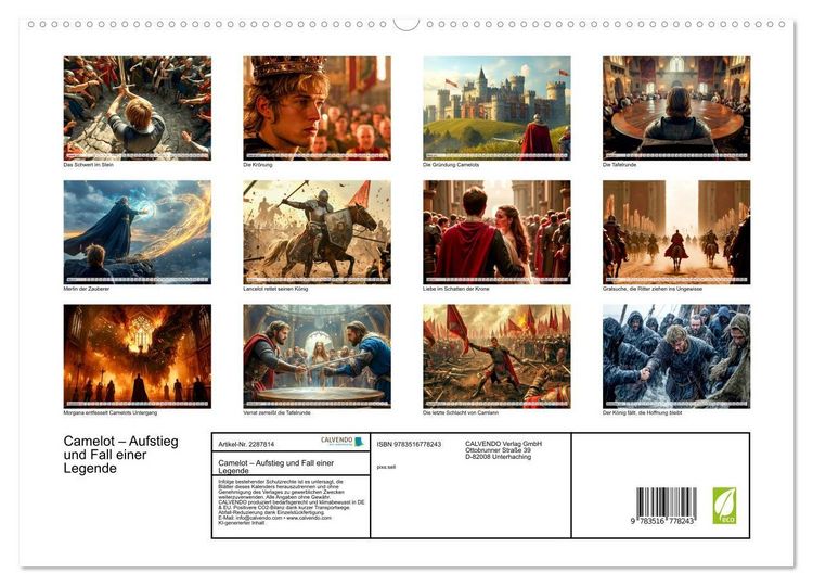 Produktbild: Camelot &ndash; Aufstieg und Fall einer Legende (hochwertiger Premium Wandkalender 2027 DIN A2 quer), Kunstdruck in Hochglanz