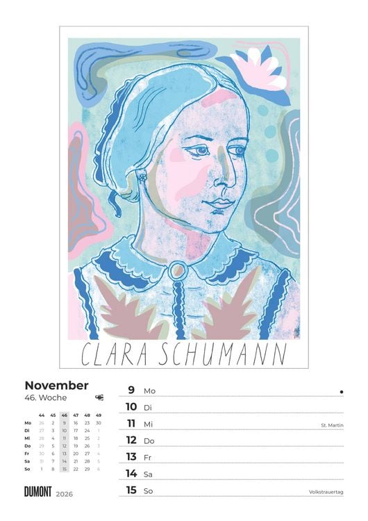 Produktbild: Starke Frauen Wochenkalender 2026 – Porträts und Biografien auf 53 Wochenblättern – Format 21,0 x 29,7 cm – Spiralbindung