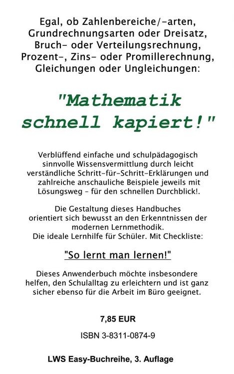 Produktbild: Mathematik-schnell kapiert