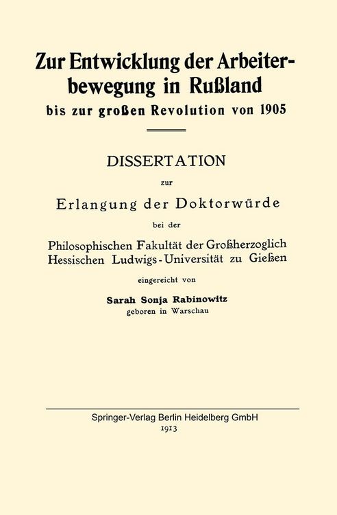 Produktbild: Zur Entwicklung der Arbeiterbewegung in Ru&szlig;land bis zur gro&szlig;en Revolution von 1905