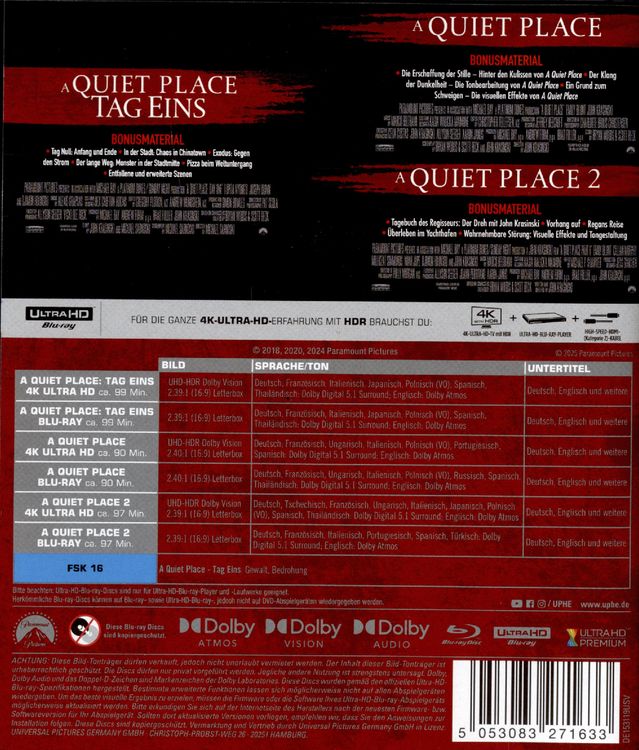 Produktbild: A Quiet Place - 3 Filme (3 4K Ultra HD) (+ 3 Blu-ray)