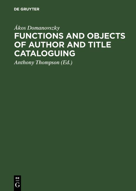 Produktbild: Functions and objects of author and title cataloguing