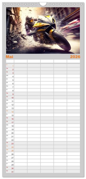 Produktbild: Familienplaner 2026 - Motorrad Speed mit 5 Spalten (Wandkalender, 21 x 45 cm) CALVENDO