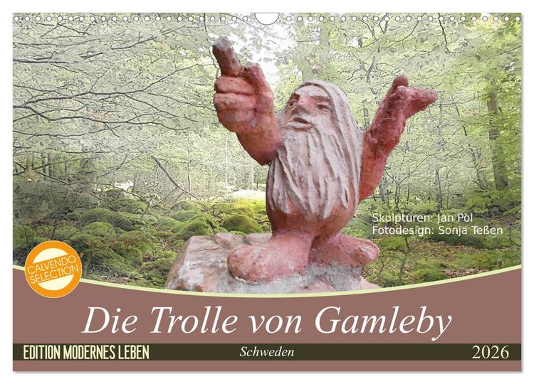 Produktbild: Die Trolle von Gamleby - Schweden - Skulpturen von Jan Pol (Wandkalender 2026 DIN A3 quer), CALVENDO Monatskalender