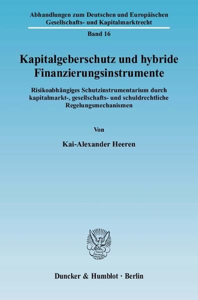 Produktbild: Kapitalgeberschutz und hybride Finanzierungsinstrumente.