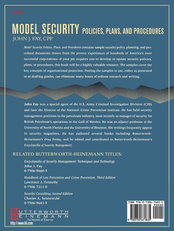 Produktbild: Model Security Policies, Plans and Procedures