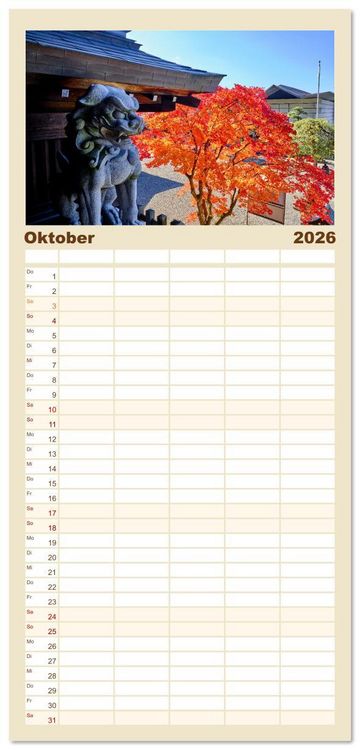 Produktbild: Familienplaner 2026 - Japan - Traditon und Moderne mit 5 Spalten (Wandkalender, 21 x 45 cm) CALVENDO