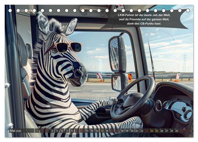 Produktbild: Tierisch lustige LKW-Fahrer (Tischkalender 2026 DIN A5 quer), CALVENDO Monatskalender