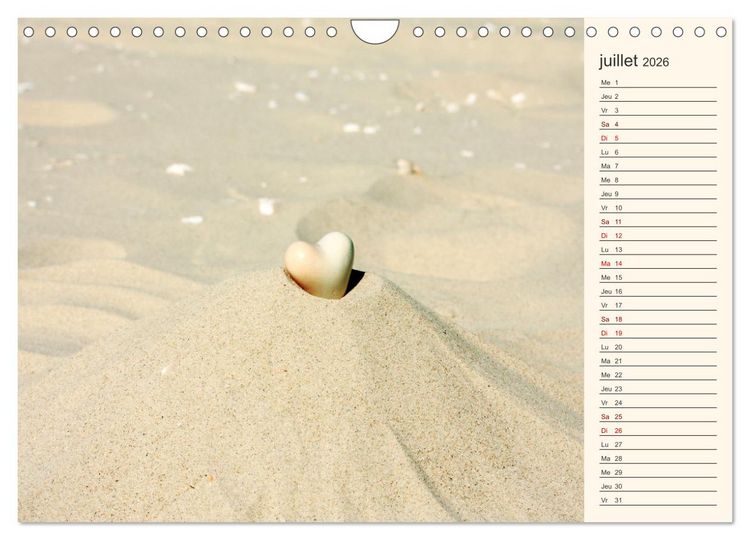 Produktbild: Coquillages, pierres et sable (Calendrier mural 2026 DIN A4 vertical), CALVENDO calendrier mensuel
