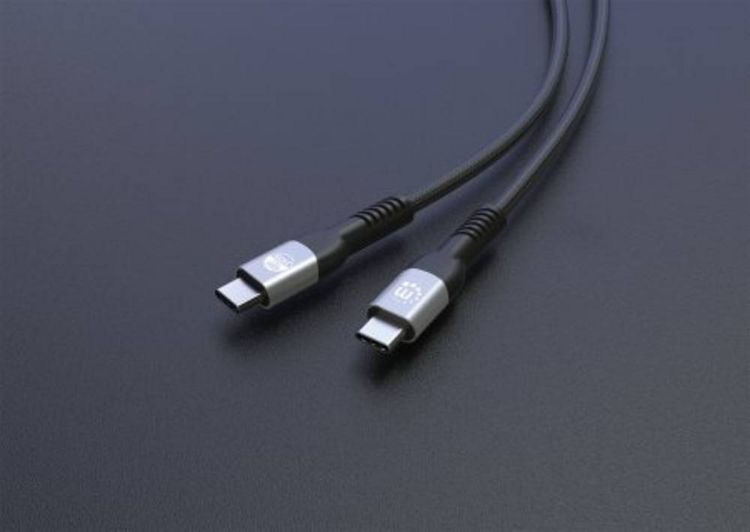 Produktbild: Manhattan USB-Ladekabel USB-C&reg; Stecker 2.00 m Schwarz beidseitig verwendbarer Stecker, doppelt geschirmt 356367