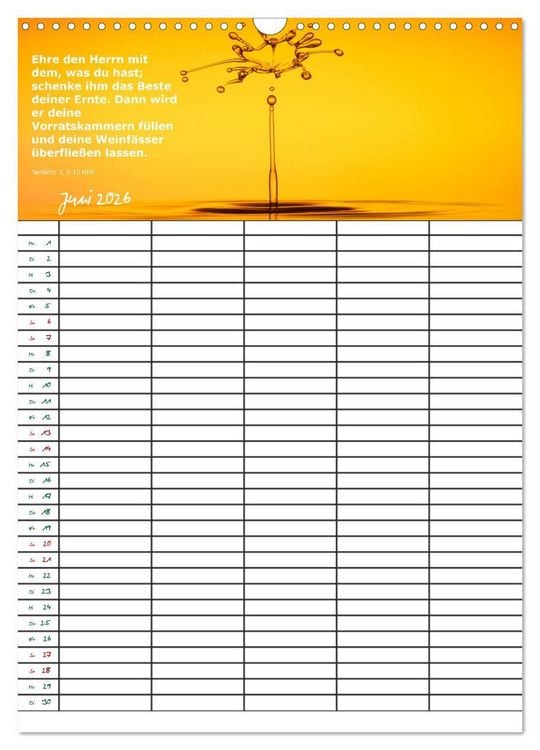 Produktbild: ein Planer mit biblischer Weisheit aus den Spr&uuml;chen Salomos (Wandkalender 2026 DIN A3 hoch), CALVENDO Monatskalender