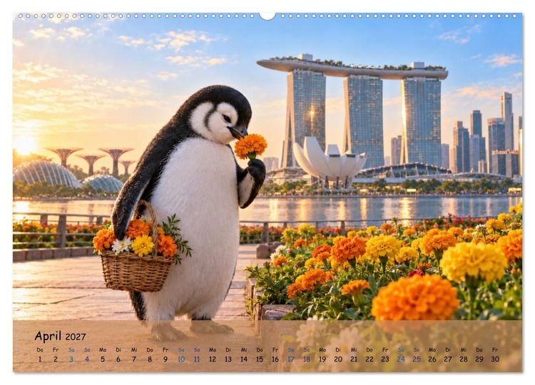 Produktbild: Pinguins gro&szlig;e Weltreise (hochwertiger Premium Wandkalender 2027 DIN A2 quer), Kunstdruck in Hochglanz