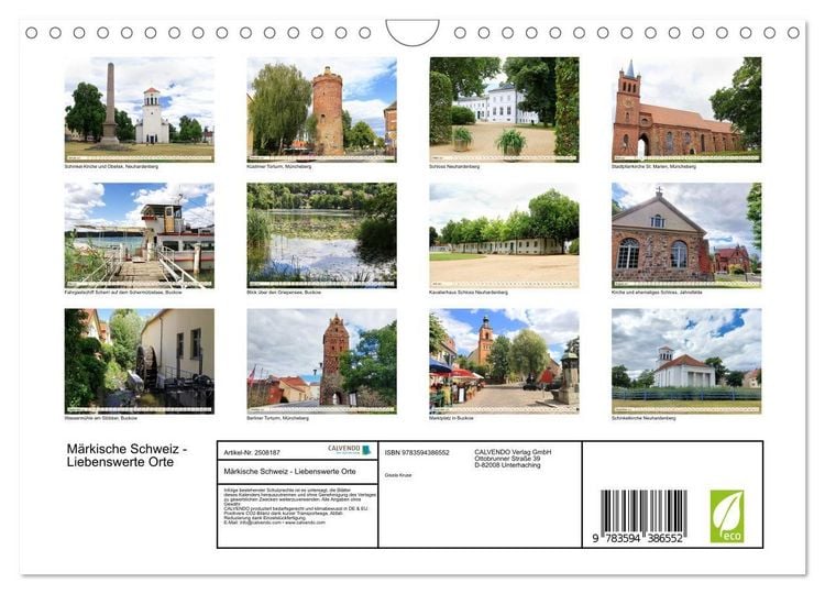 Produktbild: M&auml;rkische Schweiz - Liebenswerte Orte (Wandkalender 2027 DIN A4 quer), CALVENDO Monatskalender
