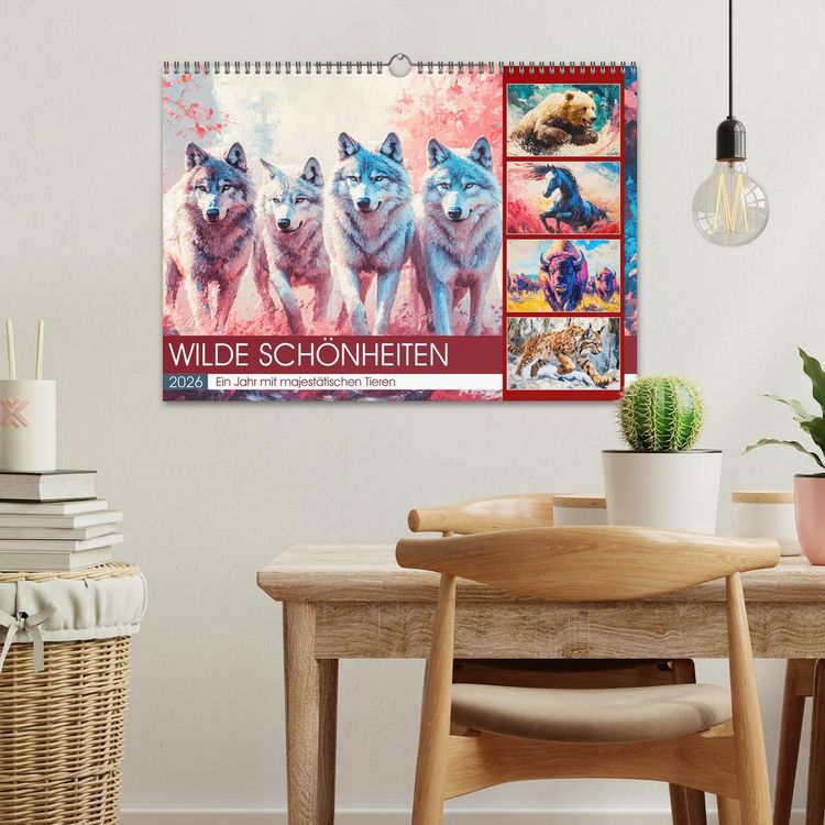 Produktbild: Wilde Sch&ouml;nheiten. Ein Jahr mit majest&auml;tischen Tieren (Wandkalender 2026 DIN A3 quer), CALVENDO Monatskalender