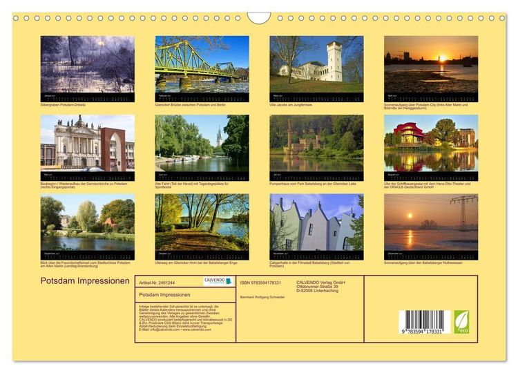 Produktbild: Potsdam Impressionen (Wandkalender 2027 DIN A3 quer), CALVENDO Monatskalender