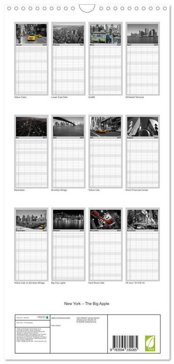 Produktbild: Familienplaner 2027 - New York &ndash; The Big Apple mit 5 Spalten (Wandkalender, 21 x 45 cm) CALVENDO