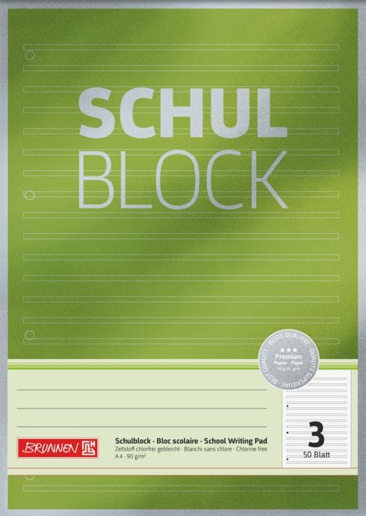 Produktbild: Brunnen Schulblock A4 Lin3 50Bl Premium