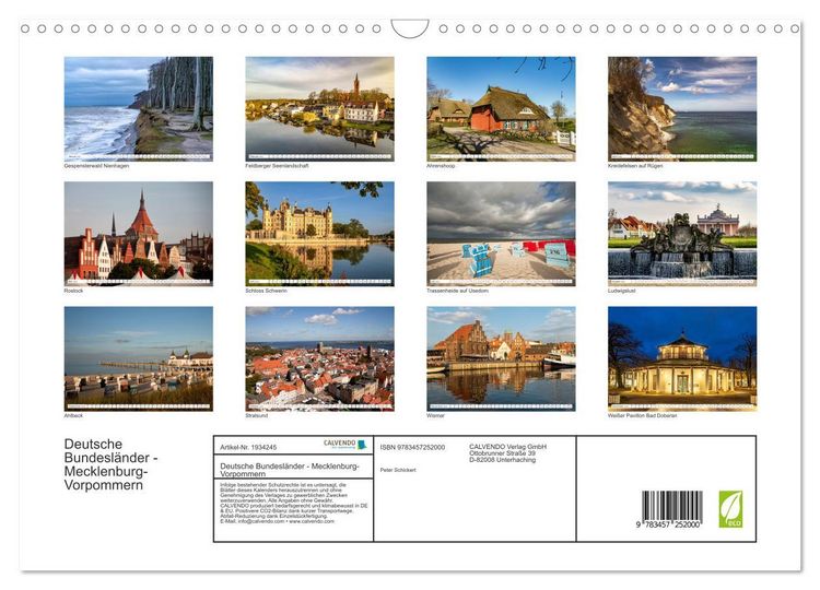 Produktbild: Deutsche Bundesl&auml;nder - Mecklenburg-Vorpommern (Wandkalender 2026 DIN A3 quer), CALVENDO Monatskalender