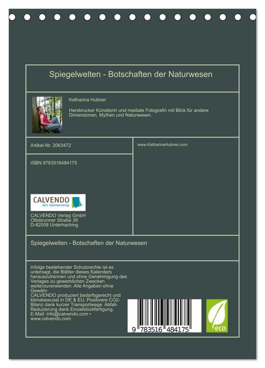 Produktbild: Spiegelwelten - Botschaften der Naturwesen (Tischkalender 2026 DIN A5 hoch), CALVENDO Monatskalender