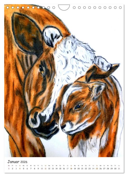 Produktbild: PortraiTierART Zauberhafte Tierzeichnungen (Wandkalender 2026 DIN A4 hoch), CALVENDO Monatskalender