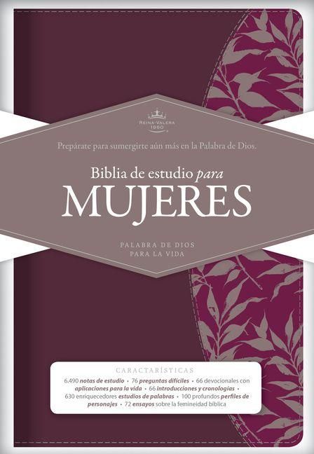 Produktbild: Rvr 1960 Biblia de Estudio Para Mujeres, Vino Tinto/Fucsia S&iacute;mil Piel