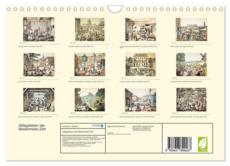 Produktbild: Alltagsleben der Biedermeier-Zeit (Wandkalender 2026 DIN A4 quer), CALVENDO Monatskalender