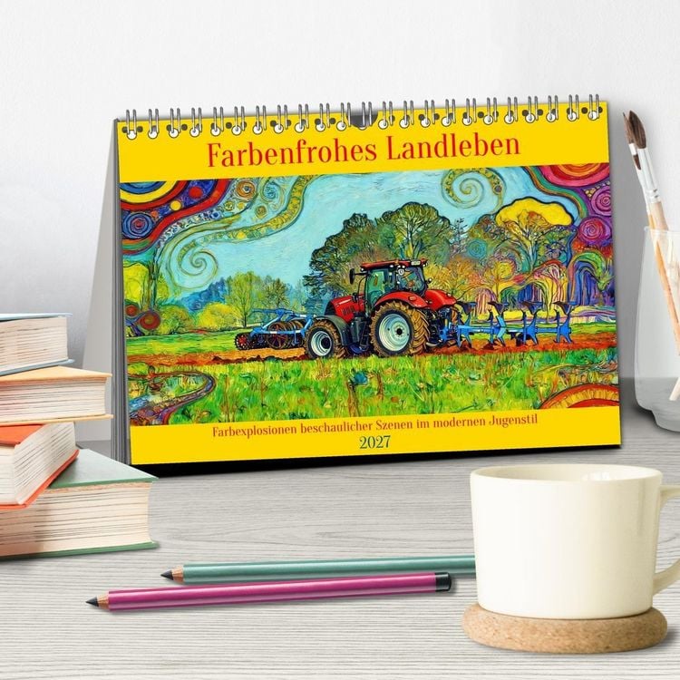 Produktbild: Farbenfrohes Landleben (Tischkalender 2027 DIN A5 quer), CALVENDO Monatskalender