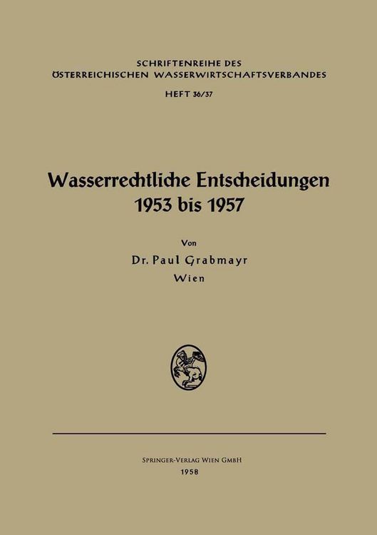 Produktbild: Wasserrechtliche Entscheidungen 1953 bis 1957