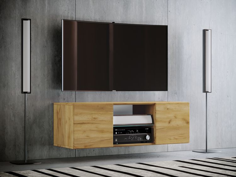 Produktbild: Holz TV Wand H&auml;nge Lowboard Fernsehschrank Jusa 95
