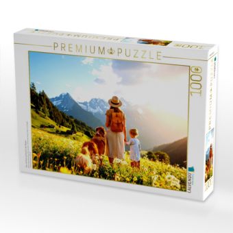Produktbild: CALVENDO Puzzle Frau mit Kind und Hund in den Bergen | 1000 Teile Lege-Gr&ouml;&szlig;e 64x48cm Foto-Puzzle f&uuml;r gl&uuml;ckliche Stunden