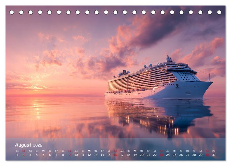 Produktbild: Kreuzfahrtschiffe Kalender - Kreuzfahrten und Giganten der Meere (Tischkalender 2026 DIN A5 quer), CALVENDO Monatskalender