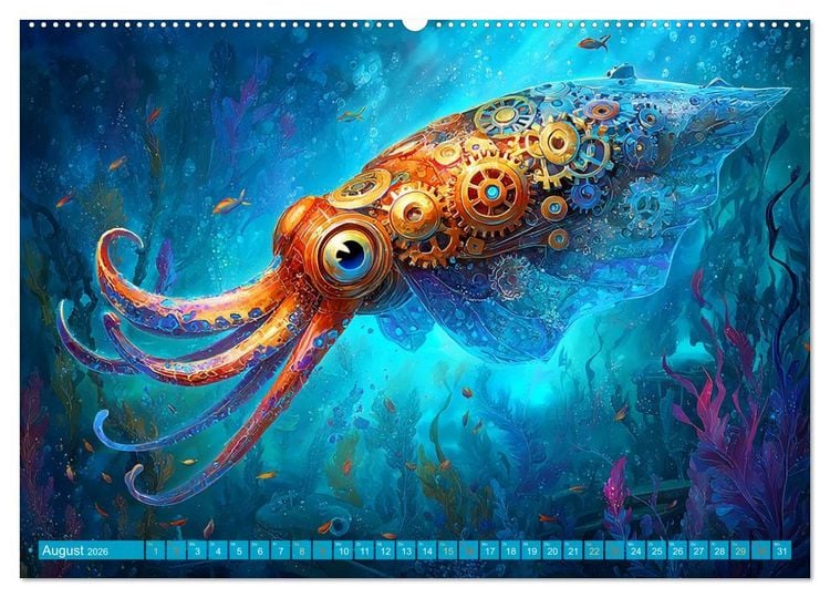 Produktbild: Aqua Mechanica &ndash; Steampunk unter dem Meer (hochwertiger Premium Wandkalender 2026 DIN A2 quer), Kunstdruck in Hochglanz
