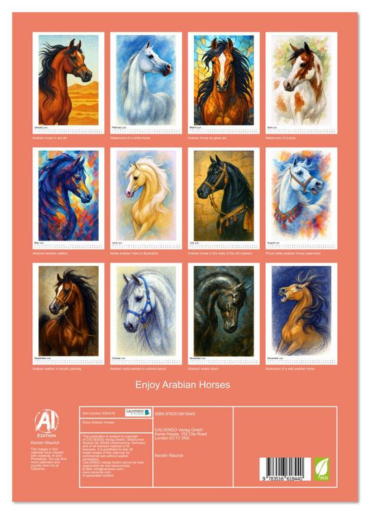 Produktbild: Enjoy Arabian Horses (Wall Calendar 2026 DIN A3 portrait), CALVENDO 12 Month Wall Calendar