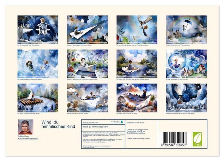 Produktbild: Wind, du himmlisches Kind (Wandkalender 2026 DIN A4 quer), CALVENDO Monatskalender