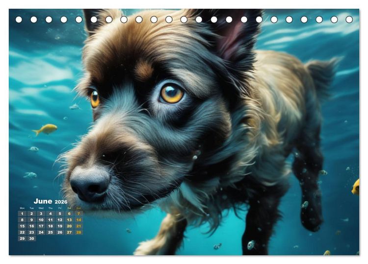 Produktbild: Dogs: intrepid swimmers (Desk Calendar 2026 DIN A5 landscape), CALVENDO 12 Month DeskCalendar