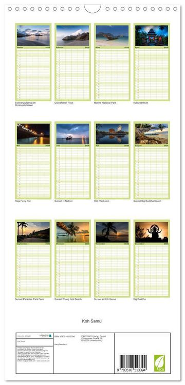 Produktbild: Familienplaner 2026 - Koh Samui mit 5 Spalten (Wandkalender, 21 x 45 cm) CALVENDO
