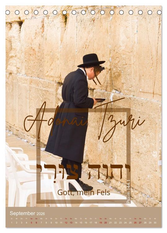 Produktbild: Israel und hebr&auml;ische Namen Gottes (Tischkalender 2026 DIN A5 hoch), CALVENDO Monatskalender