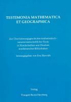 Produktbild: Testimonia Mathematica et Geographica