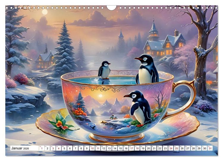 Produktbild: Tierische Tee-Parade (Wandkalender 2026 DIN A3 quer), CALVENDO Monatskalender